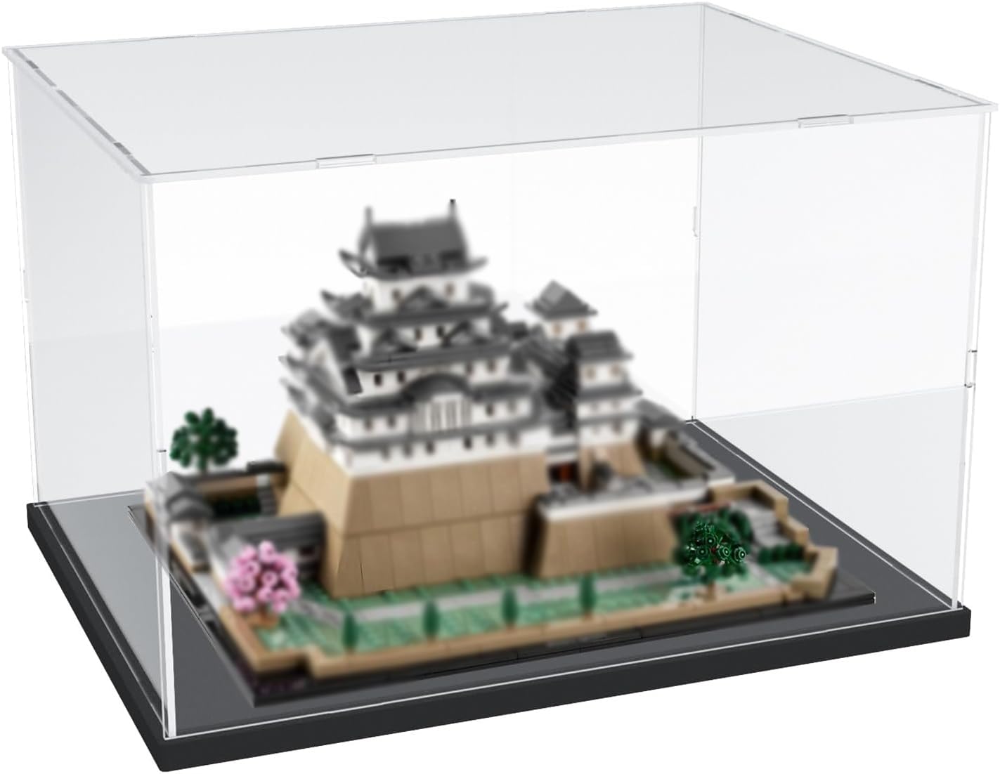 DuvinDD Vitrine en acrylique pour Lego Himeji Castle 21060 et Poudlard Castle 76419, Planets Lego 42179 - 40 x 30 x 25 cm - Boîte de protection contre la poussière transparente avec socle noir