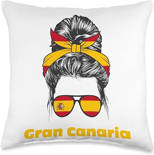 Gran Canaria Spain Proud Apparel Gran Canaria Spanish Lady Spain Flag Throw Pillow, 16x16, Multicolor