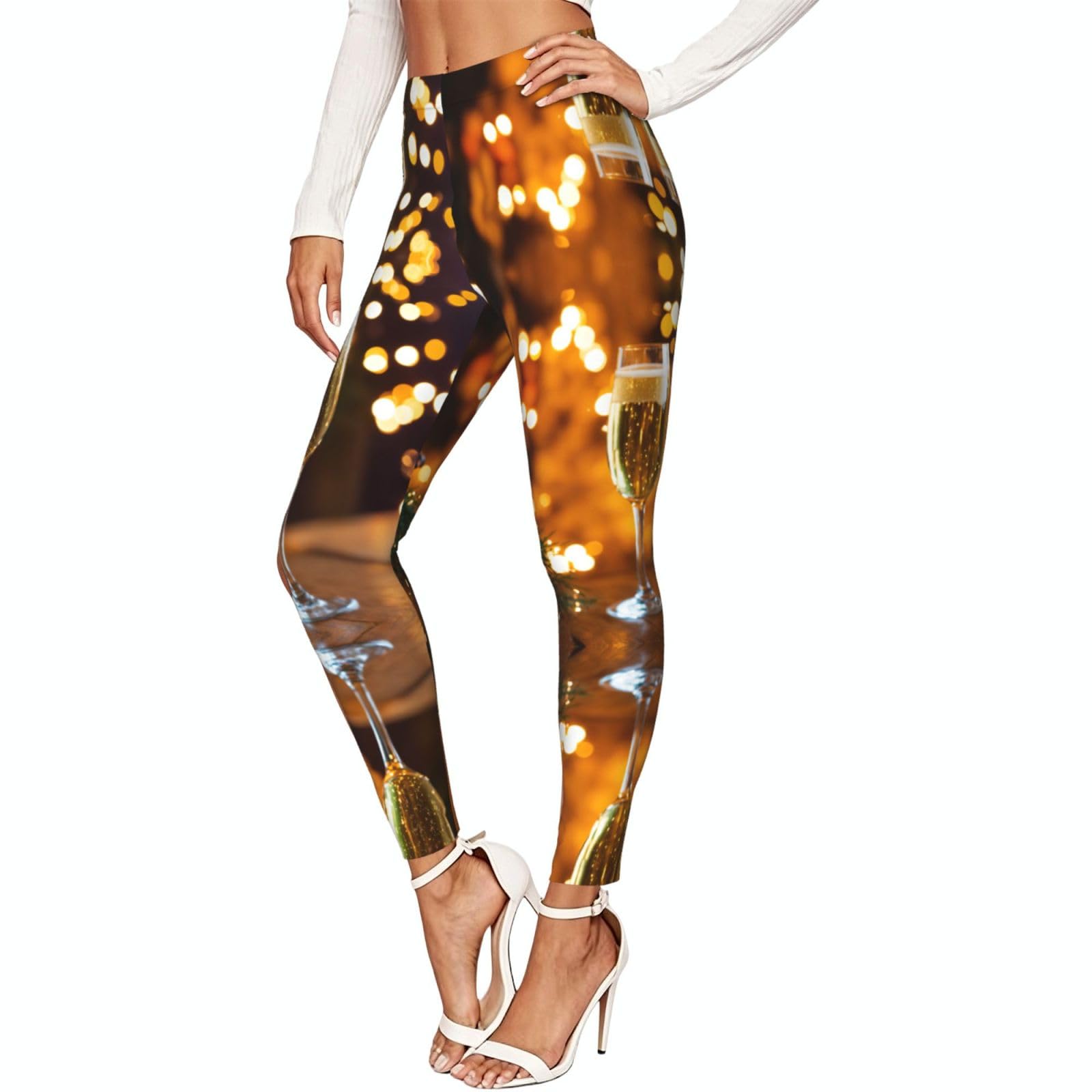 Leggings con estampado de copa de vino, ropa de gimnasio cómoda para mujer 7
