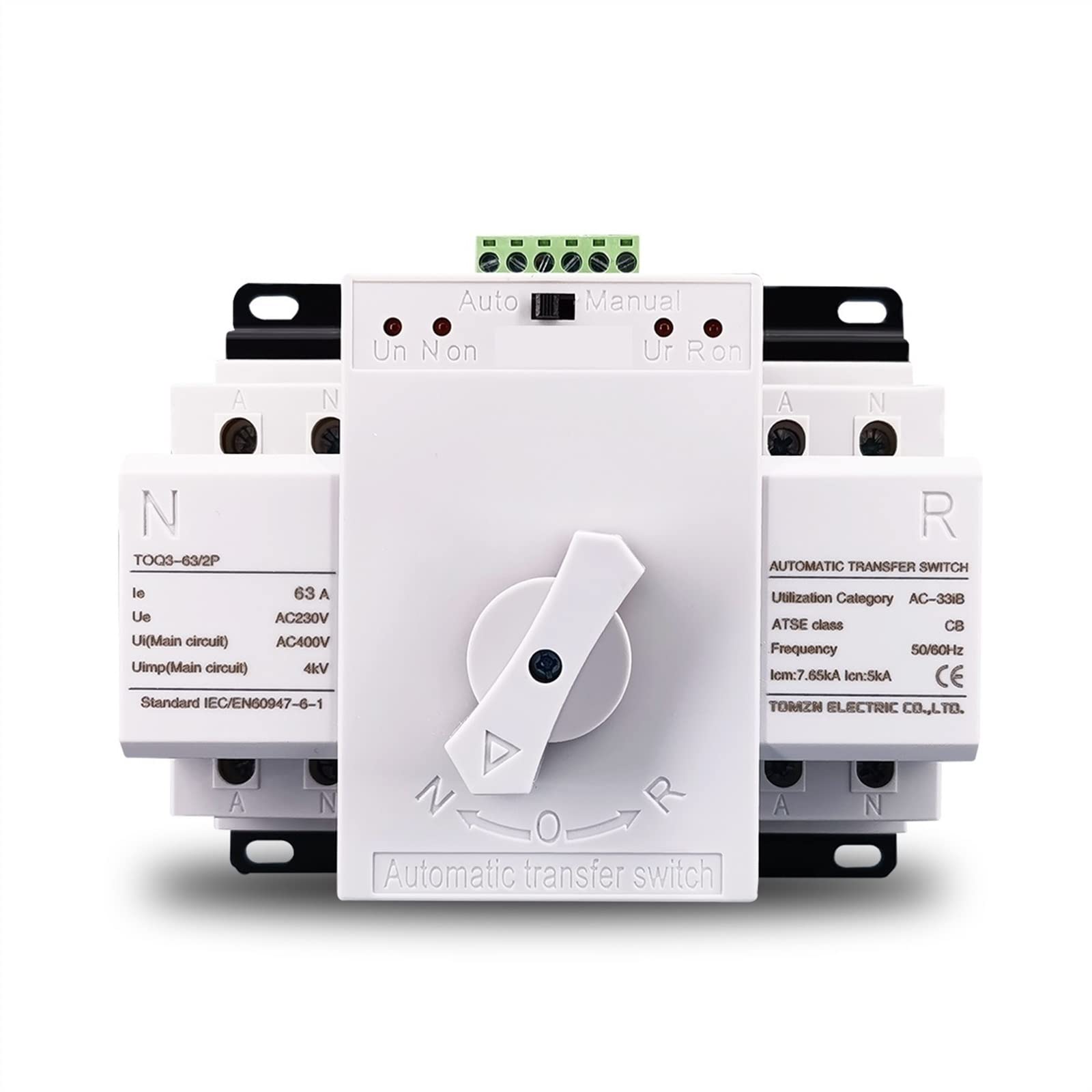 Commutateur de transfert automatique 2P 63A 230V inverseur source double alimentation rail