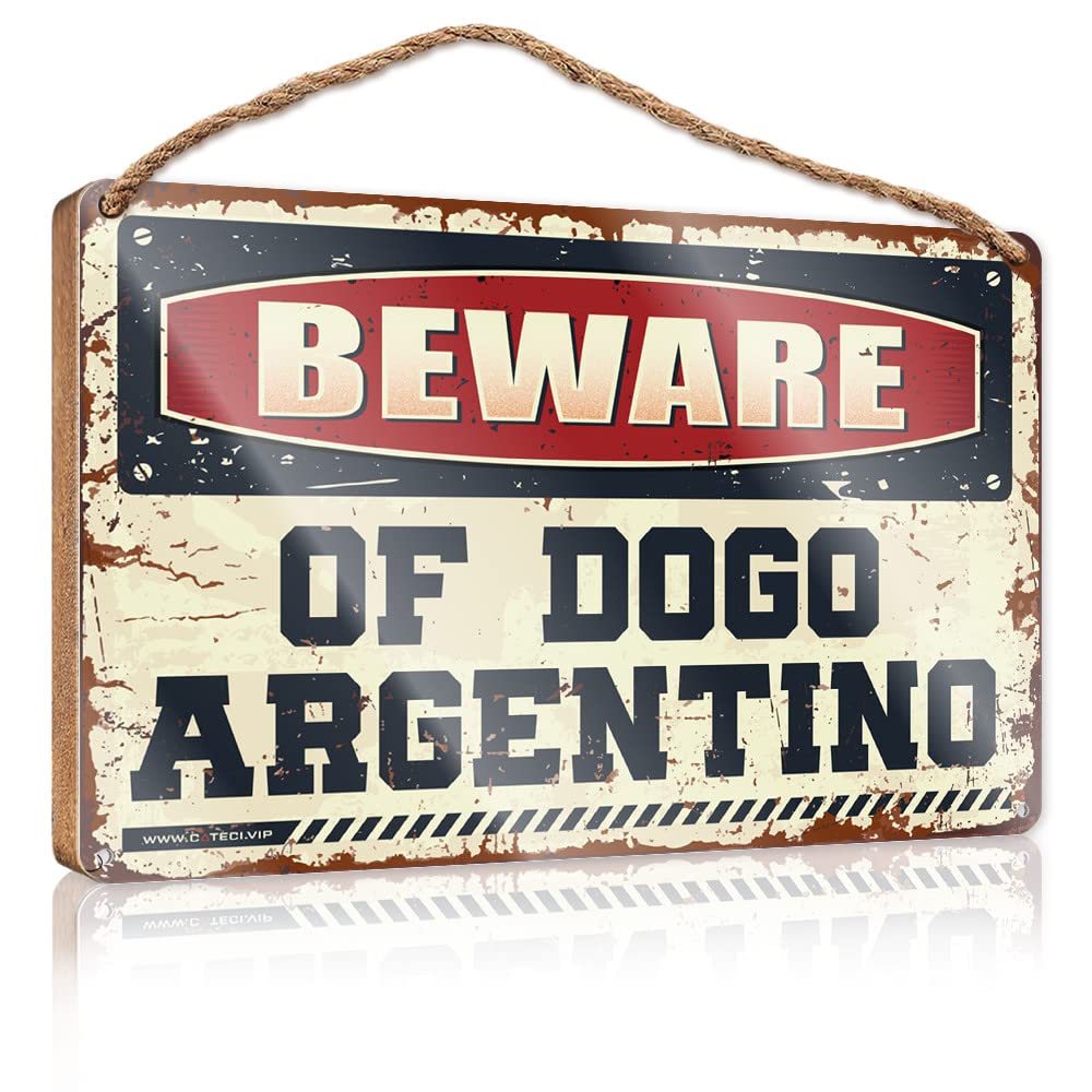 Wall Hanging Decor Sayings Beware Of Dogo Argentino Wooden Sign(23X35CM)