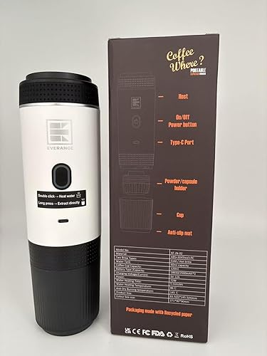 Miniatura 11 de Máquina eléctrica portátil de café expreso, cafetera de viaje compatible con café molido y cápsulas NS (blanco con pantalla LCD)