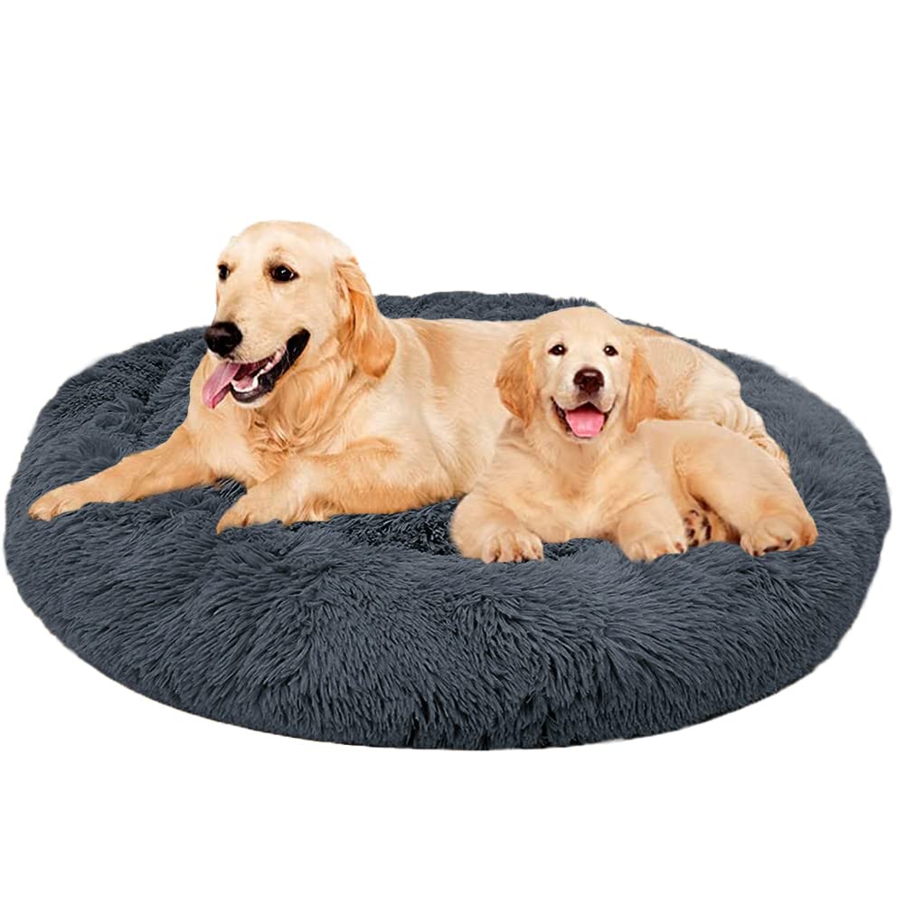 Lit Moelleux Rond pour Chien XXXL,Panier pour Chien Moyen Taille XXL,Puppy Love Panier Chien Orthopedique,Coussin Chien Anti Stress,Tapis Chien Grande Taille Lavable Apaisant