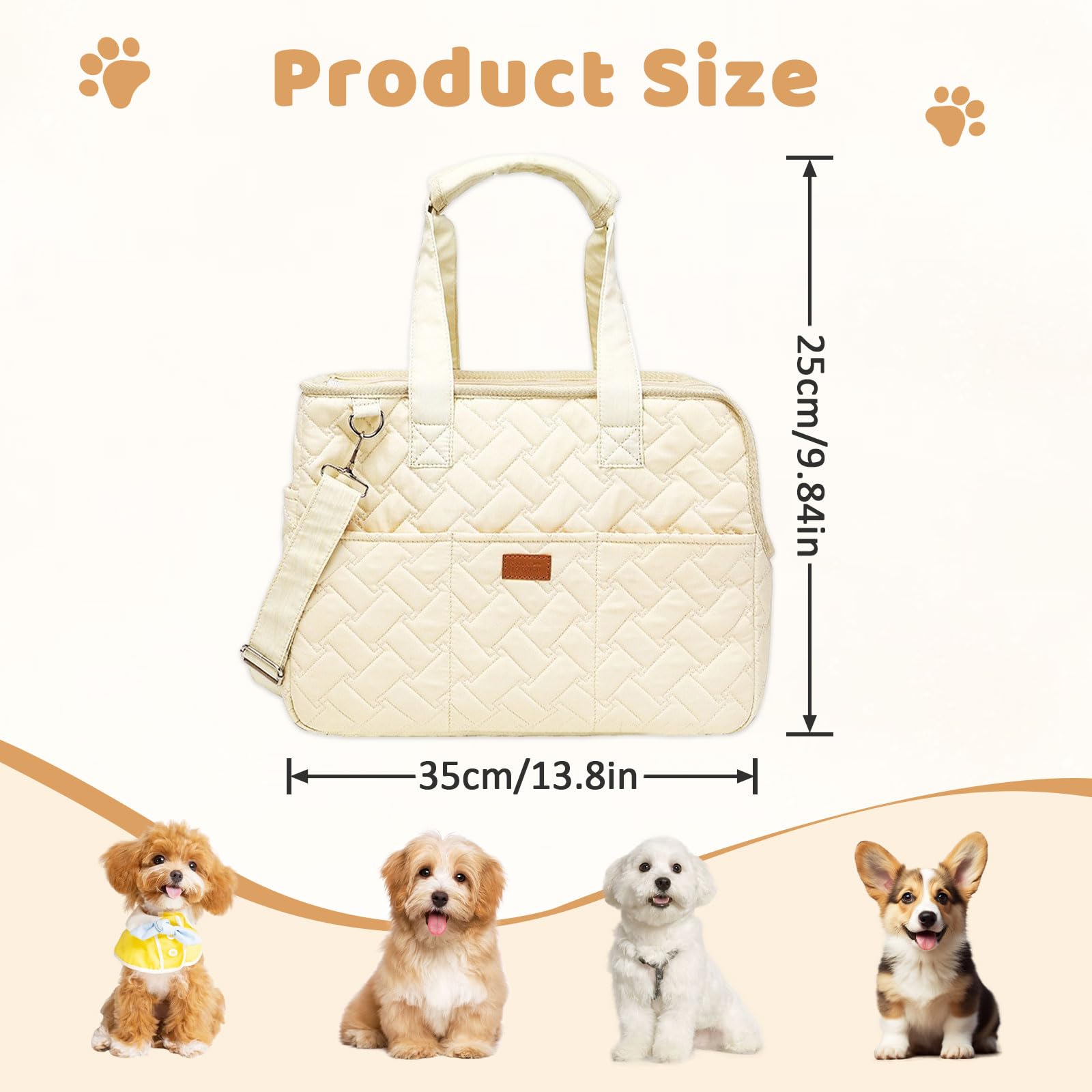 Bolsa para perros pequeños, bolsa de transporte transpirable, plegable, 41 x 30 x 18 cm, para perros pequeños, conejos, gatos