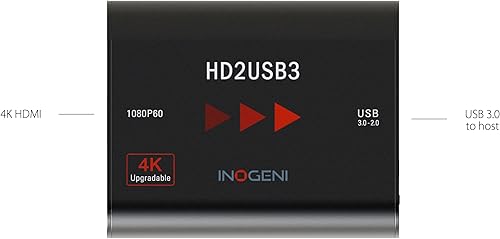 Miniatura 3 de Convertidor profesional de video y audio de 1080p 60fps HDMI a USB 3.0 (4K actualizable), tarjeta de captura, HD2USB3 de INOGENI, PRO AV Plug'n Go,