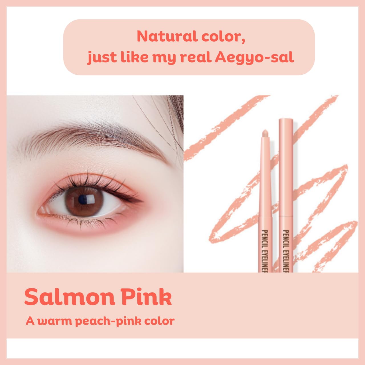 Produco [thebom] AegyoSal Eyeliner Under-Eye Enhancing Pencil Highlighter Eye Makeup (Pink Rosy+Salmon Pink)