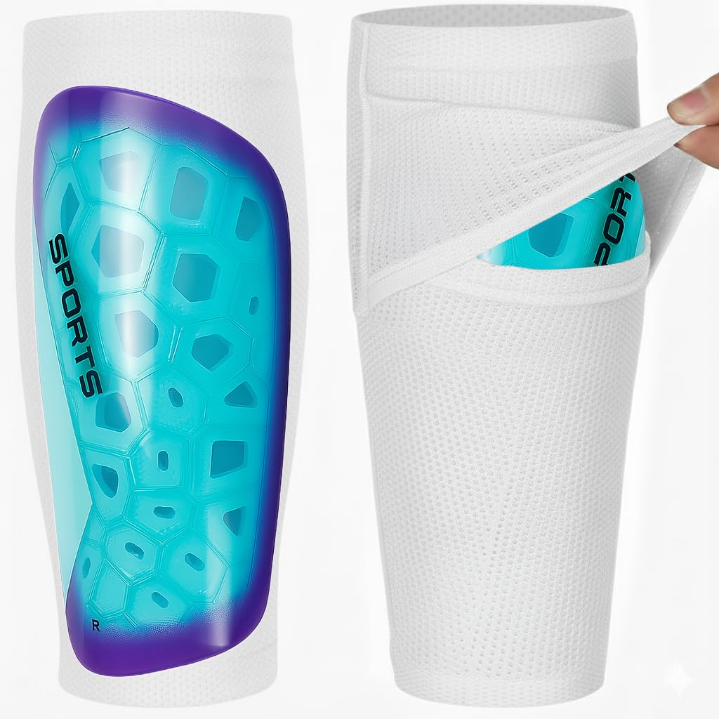 Girls’ Shin Guards – Lightweight & Protective Football Pads for Kids, Pink & White Design, Adjustable Straps, Right/Left Marked, Comfortable Fit for Youth Soccer Players