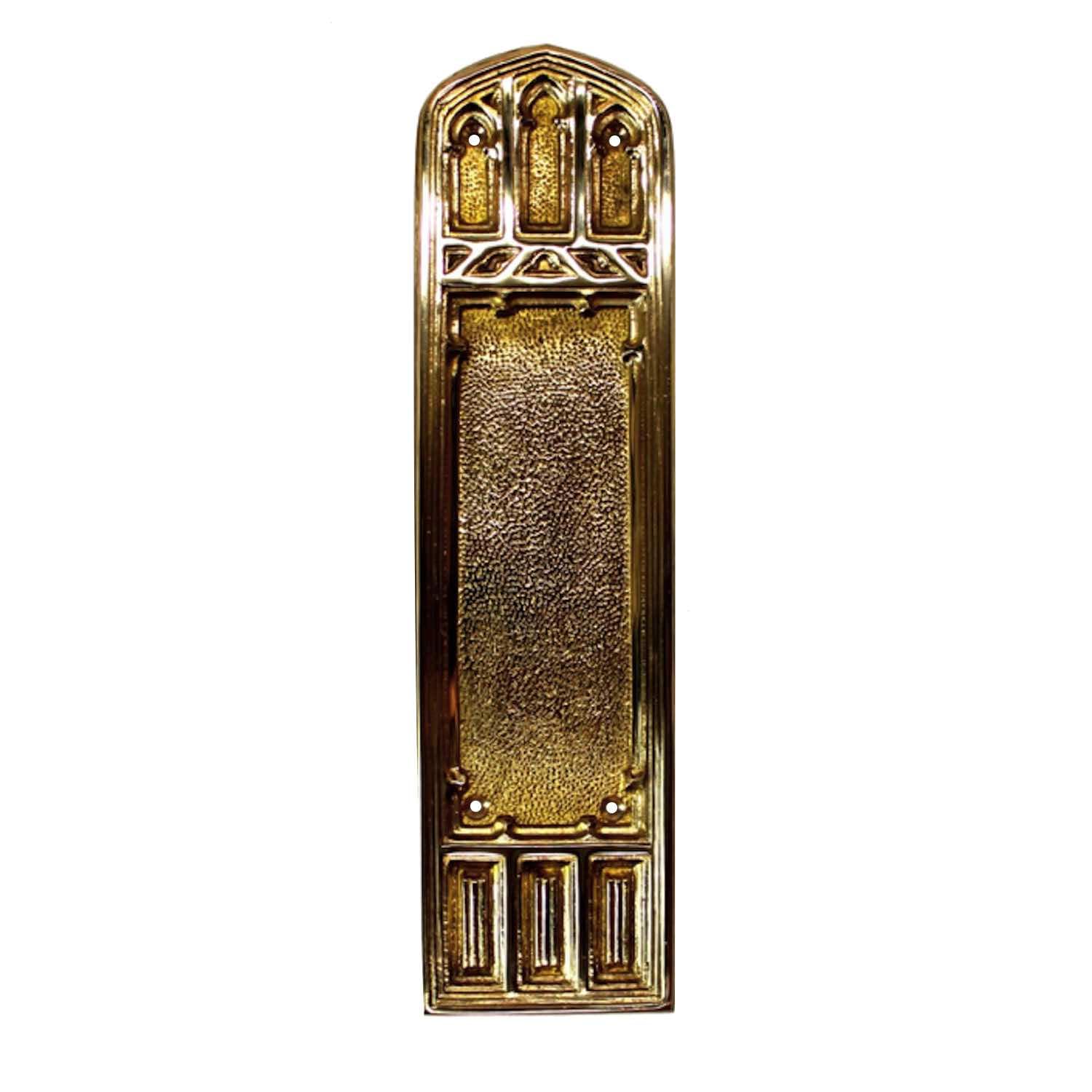 The King's Bay Gothic Greek Revival Style Solid Brass Push Plate with Arched Top