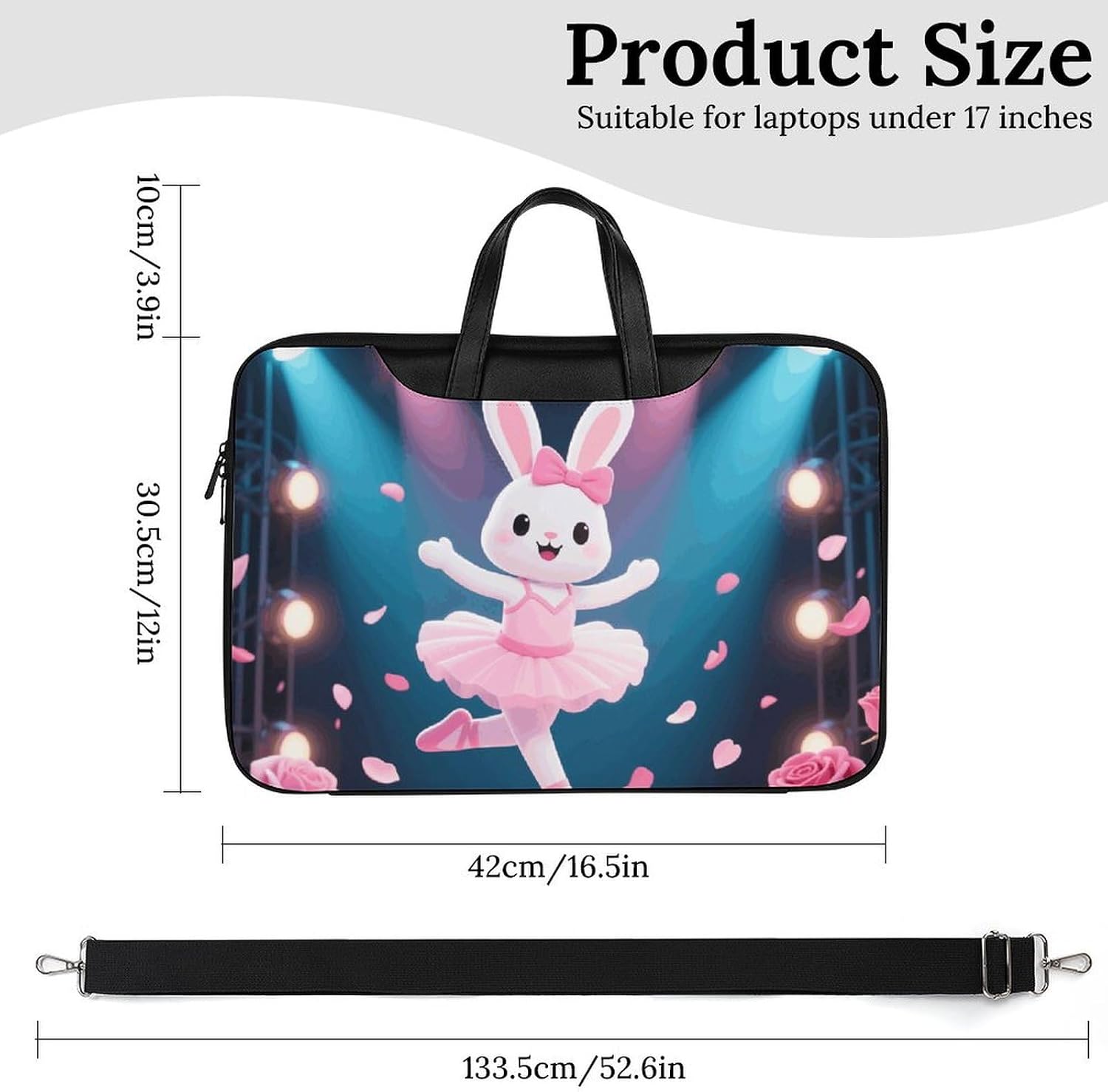 Dancing Rabbit PU Leather Laptop Tote Bag image 3