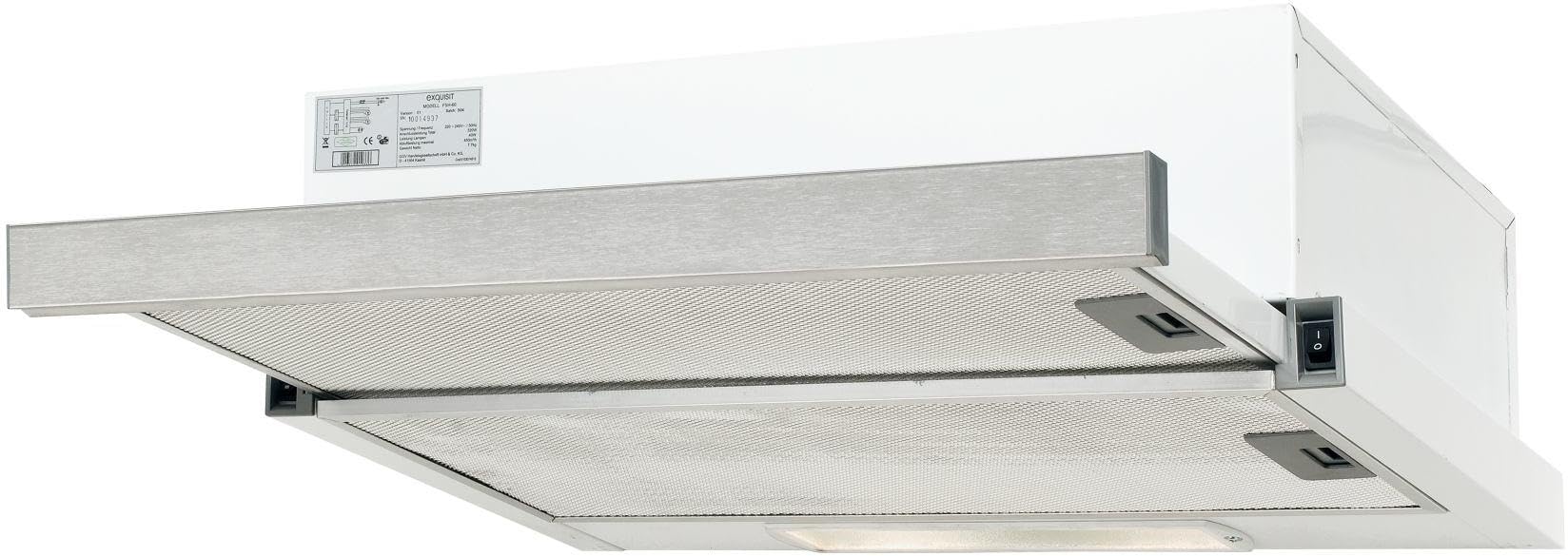 Exquisit FSH 61-2 Dunstabzugshaube Flachschirmhaube 60cm Abluft Umluft weiß inox