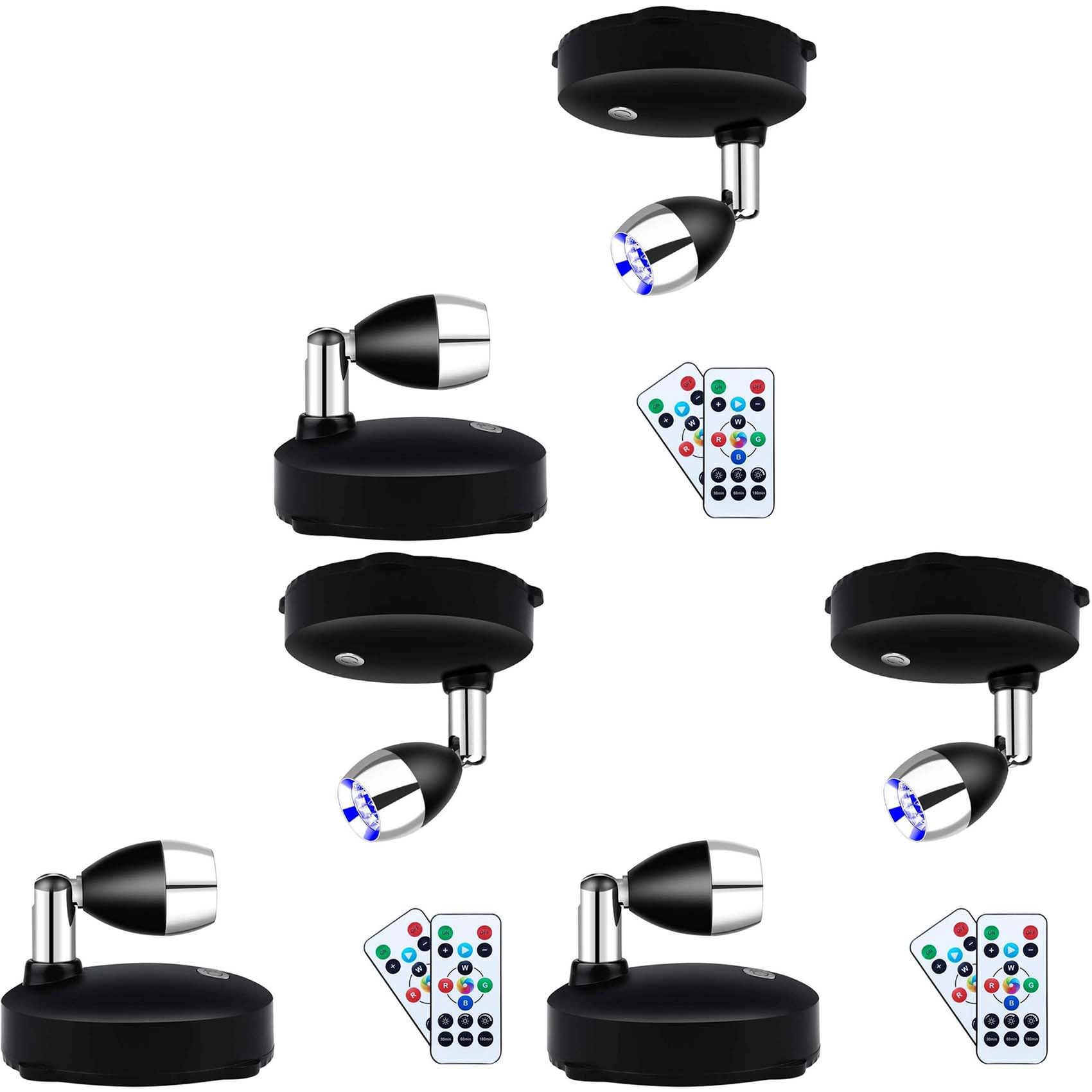 Hndhbfgrt Wireless Spotlight Battery Operated Accent Lights,Dimmable LED Spotlights with Remote Rotatable Wall Light (6 Pack)