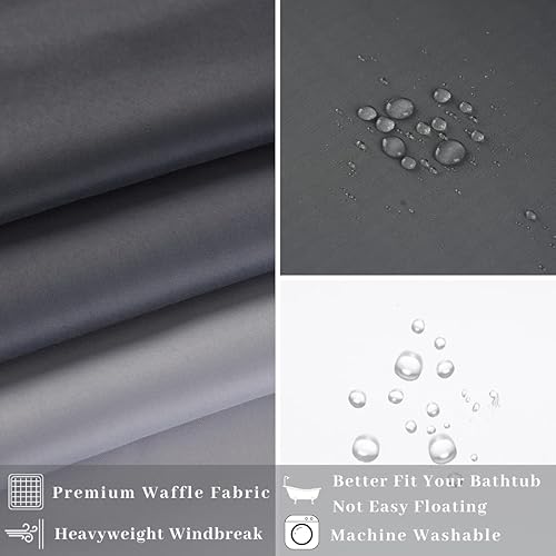 Miniatura 9 de Cortina de ducha de tela sin gancho, 36 pulgadas de ancho x 72 pulgadas de largo, con forro de poliéster a presión con imanes, parte superior