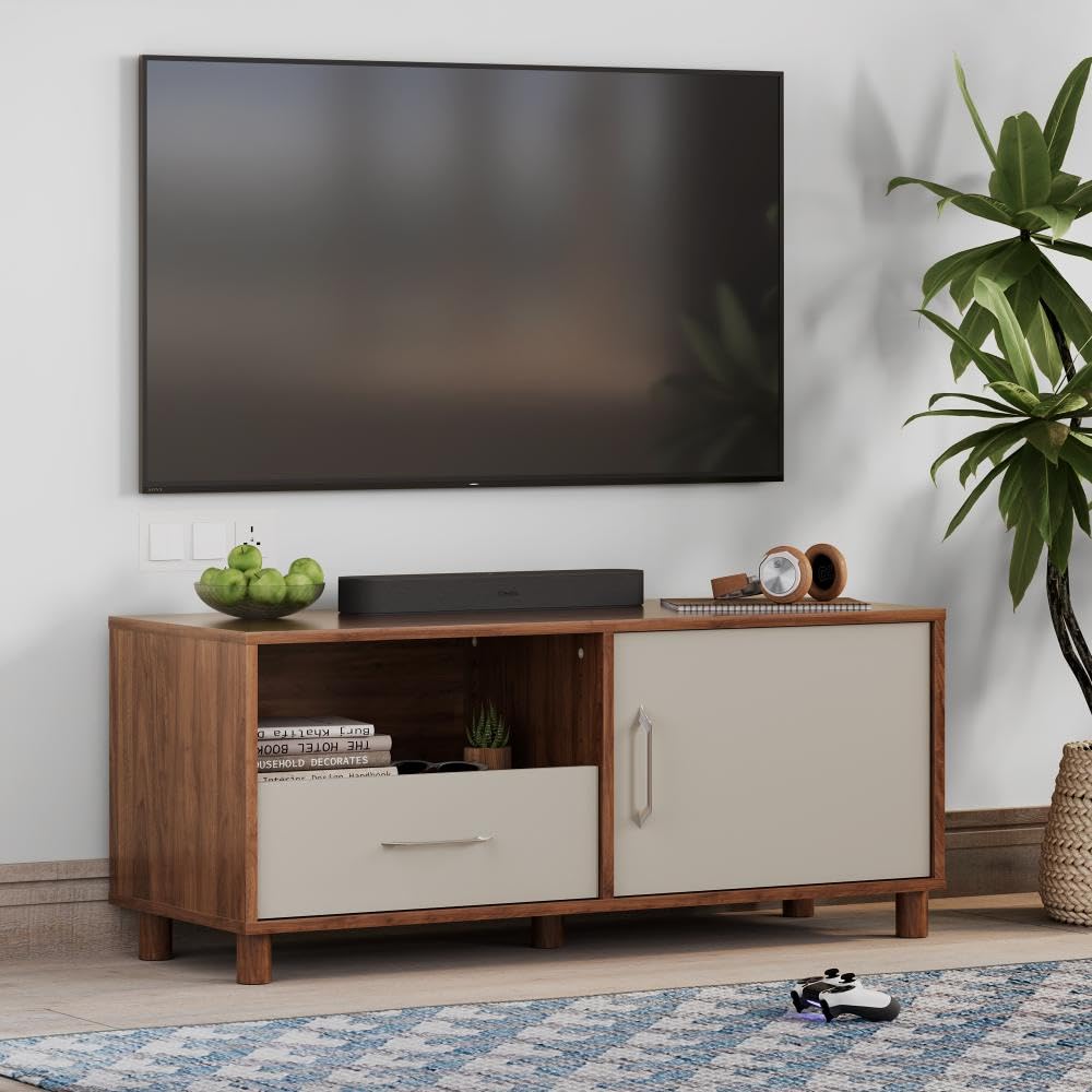 Wakefit TV Unit | 1 Year Warranty | TV Stand Table, TV Unit for Living Room, TV Cabinet, Cabinet Engineered Wood Cabinet with 5 Drawers & 1 Open Shelves (Slither, Golden Brown) (B0CWVBPSNT) Amazon Price History, Amazon Price Tracker