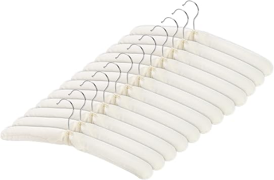 Tosnail 12 Pack Fabric Padded Hangers, Foam Padded Wedding Dress Hangers for Coat, Blouse, Sweaters, Bride Dress, Clothes - White