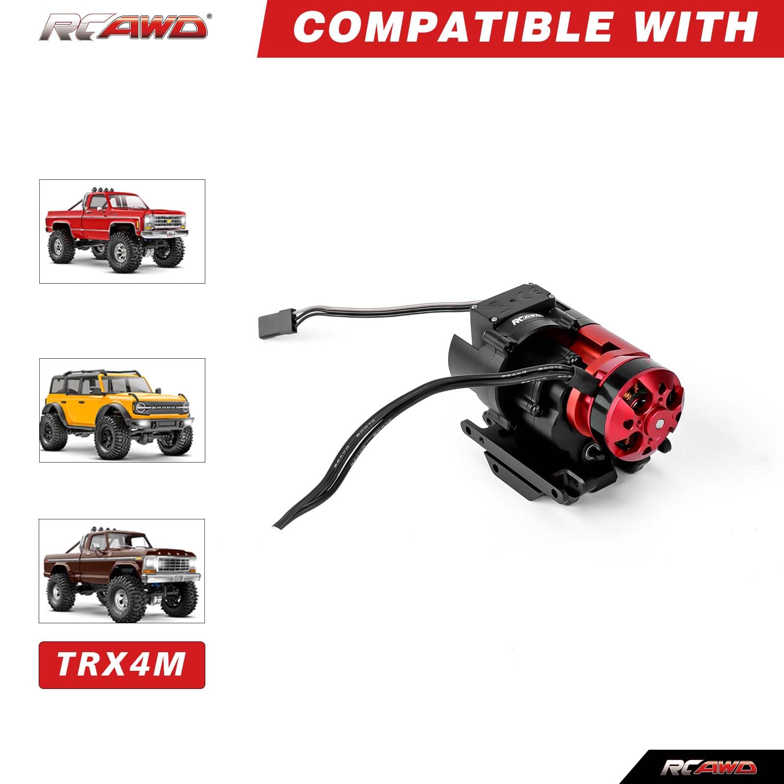RCAWD Dual-Speed Brushless Gearbox Kit with 2204 3500KV Brushless Motor and 30A ESC for Traxxas TRX-4M 1/18 4WD