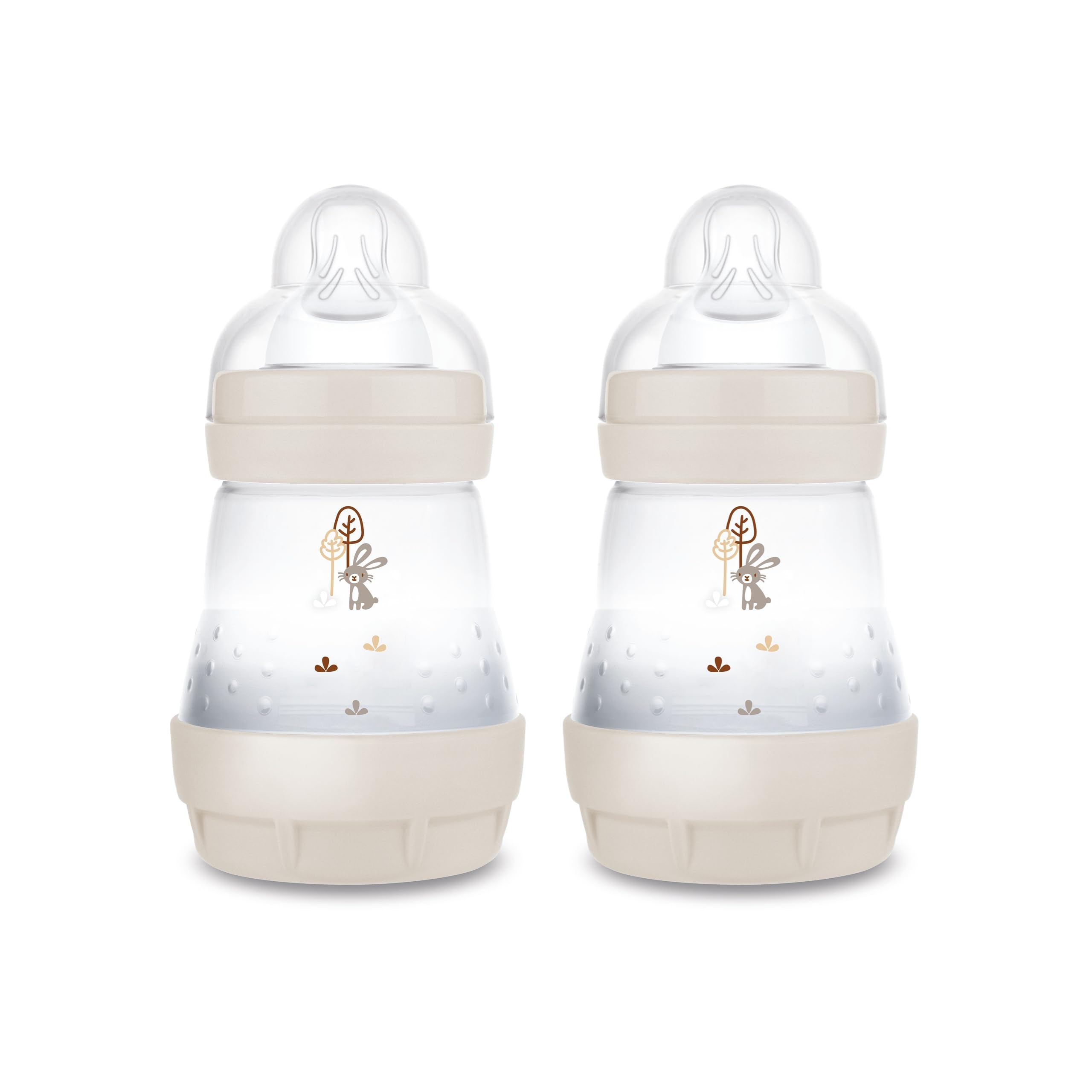 MAM Easy Start Anti-Colic Babyflasche | Milchflasche für Neugeborene | 94% Akzeptanz | 80% weniger Koliken | stillfreundliche Trinkflasche | Sauger Gr. 1 | 160ml | 0+ Mon | uni | Hase | 2 Stück |Beige