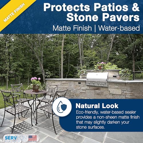 Natural Stone Sealer Plus Stain Guard (Matte Finish) Commercial Grade Outdoor Indoor Waterproof Grout Sealer Protects Pavers Pools Patios Landscape Stones (1 Gallon) H2900S - Image 4