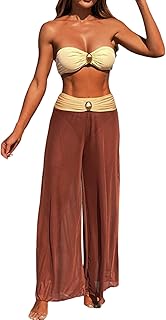 Mujer 2025 Conjunto de Bikini Color Sólido de Tres Piezas Traje de Baño de Playa Dividido Hombre Camisas Negocios