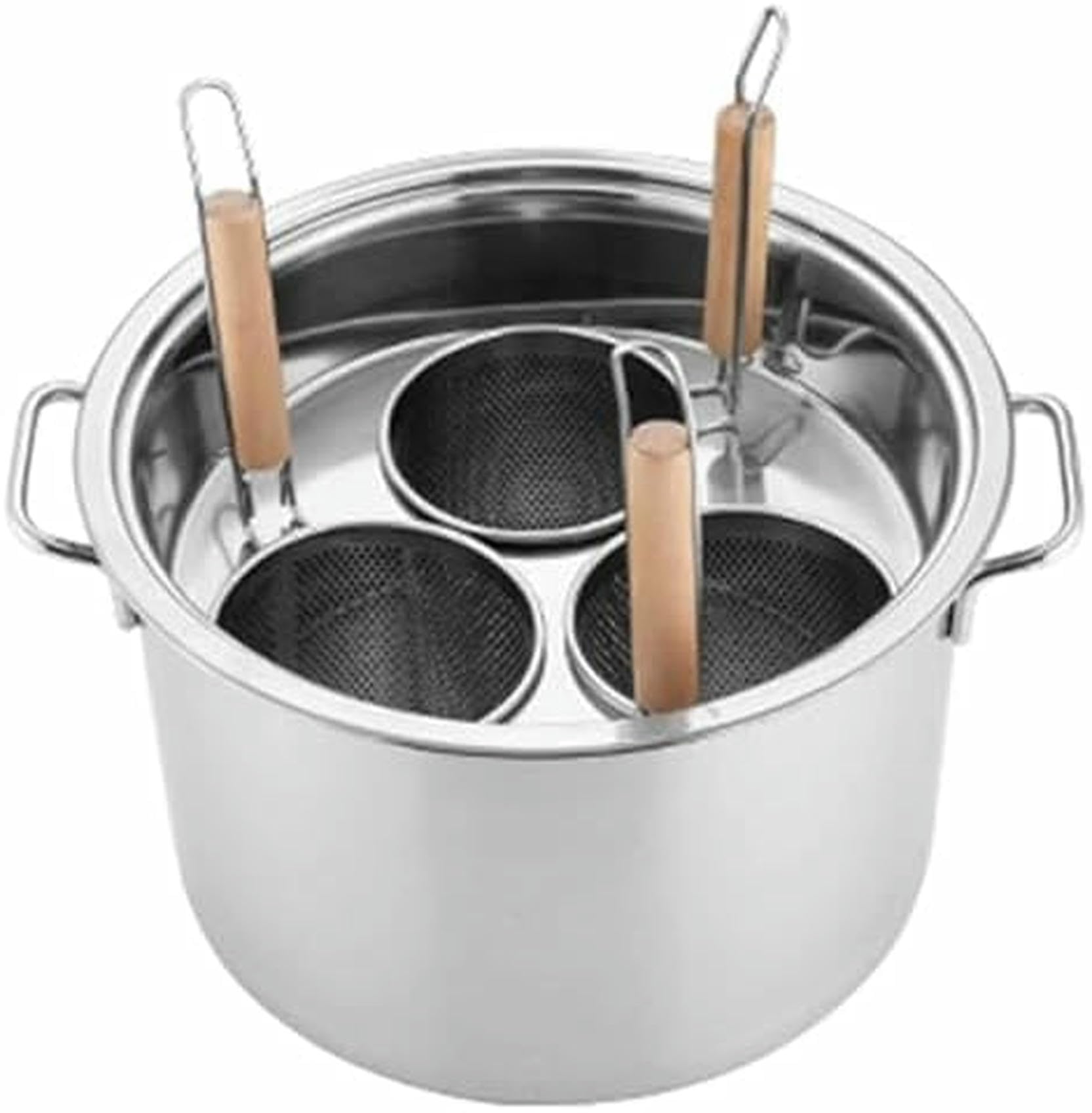 Olla de sopa con colador, hervidor de acero inoxidable, herramienta de cocina multifuncional con insertos, colador de cocina esencial para cocinar y drenar