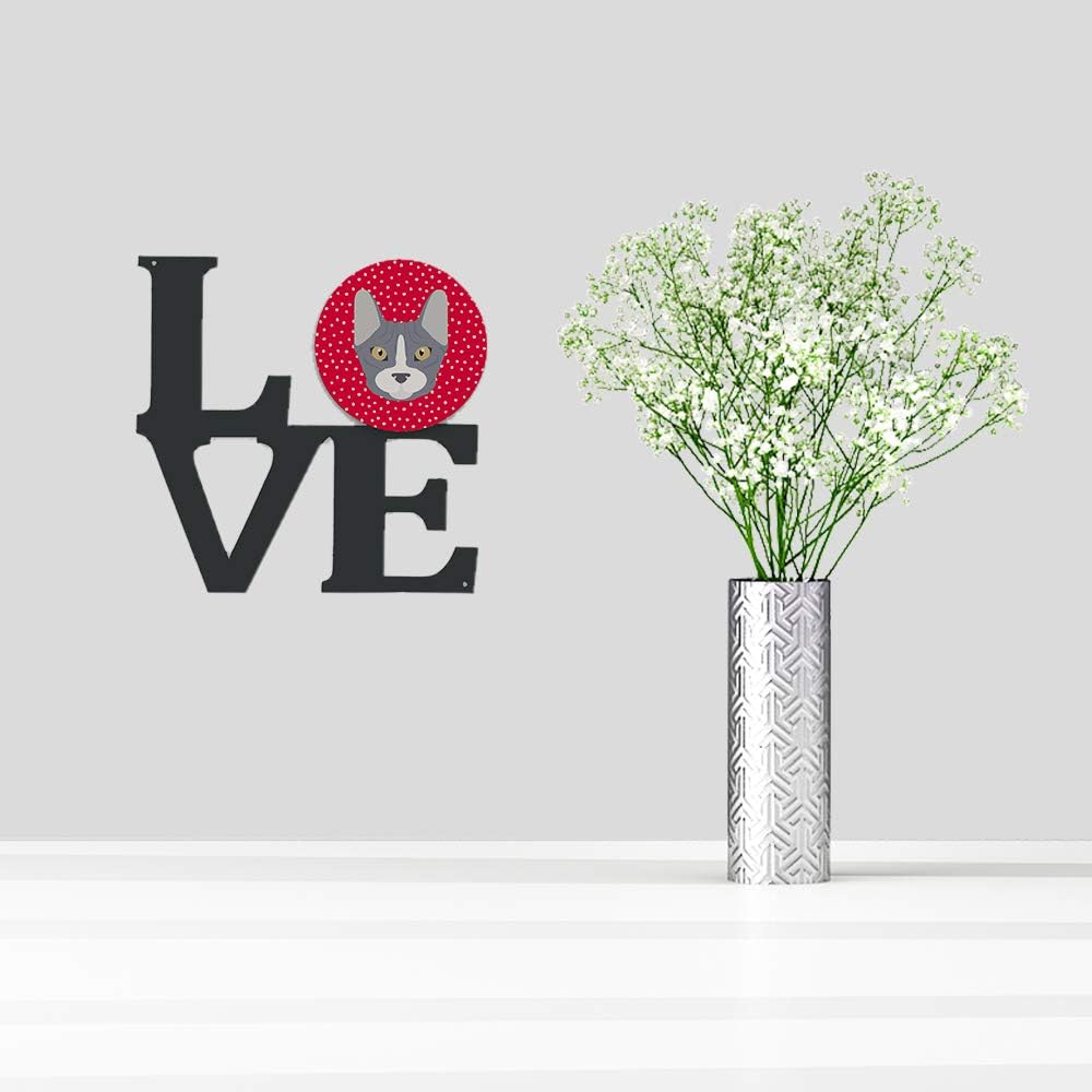 Caroline's Treasures CK5111WALV Don Sphynx Cat Love Metal Wall Artwork Love, Red Indoor Outdoor Art Decor Patio, Bathroom, Kitchen Colorful Aluminum and Black Steel Sculpture