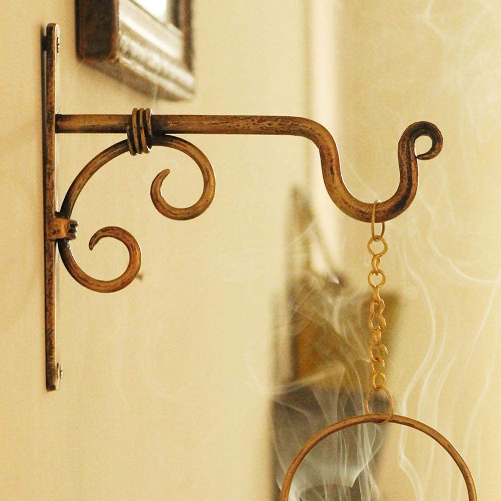 CANOGLOO Wall Mounted Golden Polished Iron Lantern Wall Hanging Plant Holder | Wall Hanger Bird Feeder Home Decor Items Hanging Baskets for Room Decor | 22 x 2 x 19 cm | Golden-image-10