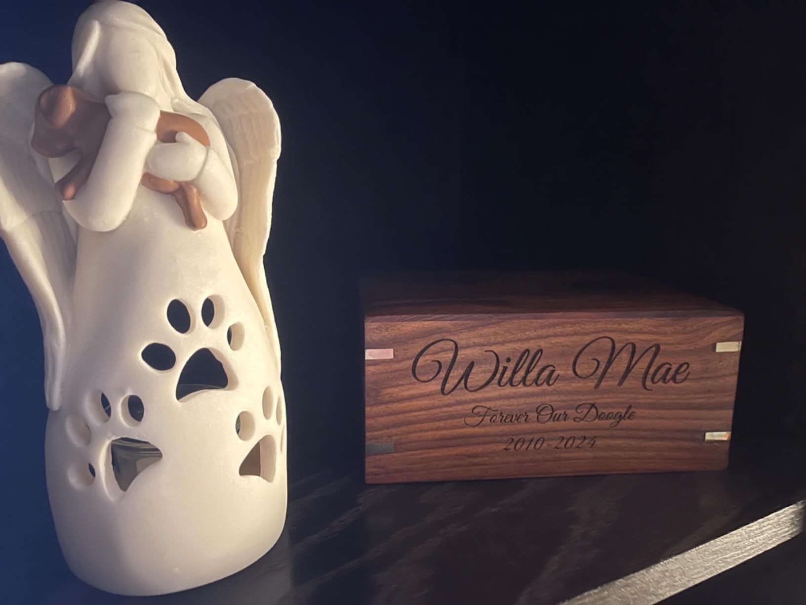 Urna in legno di palissandro per ceneri di cane, urna in legno personalizzata per ceneri – Scatola per cremazione – Memorial Keepsake Funerale Cremazione Pet Urne Cani Box