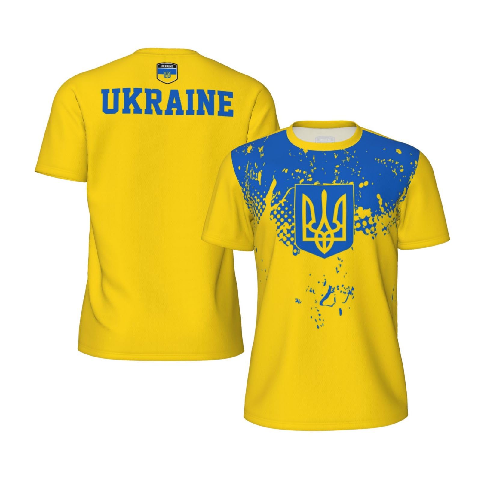 Kwqdozf Men's As Pic Ukraine Flag Grain Sports Jersey Mesh T-Shirt 3D Print For Running Cycling