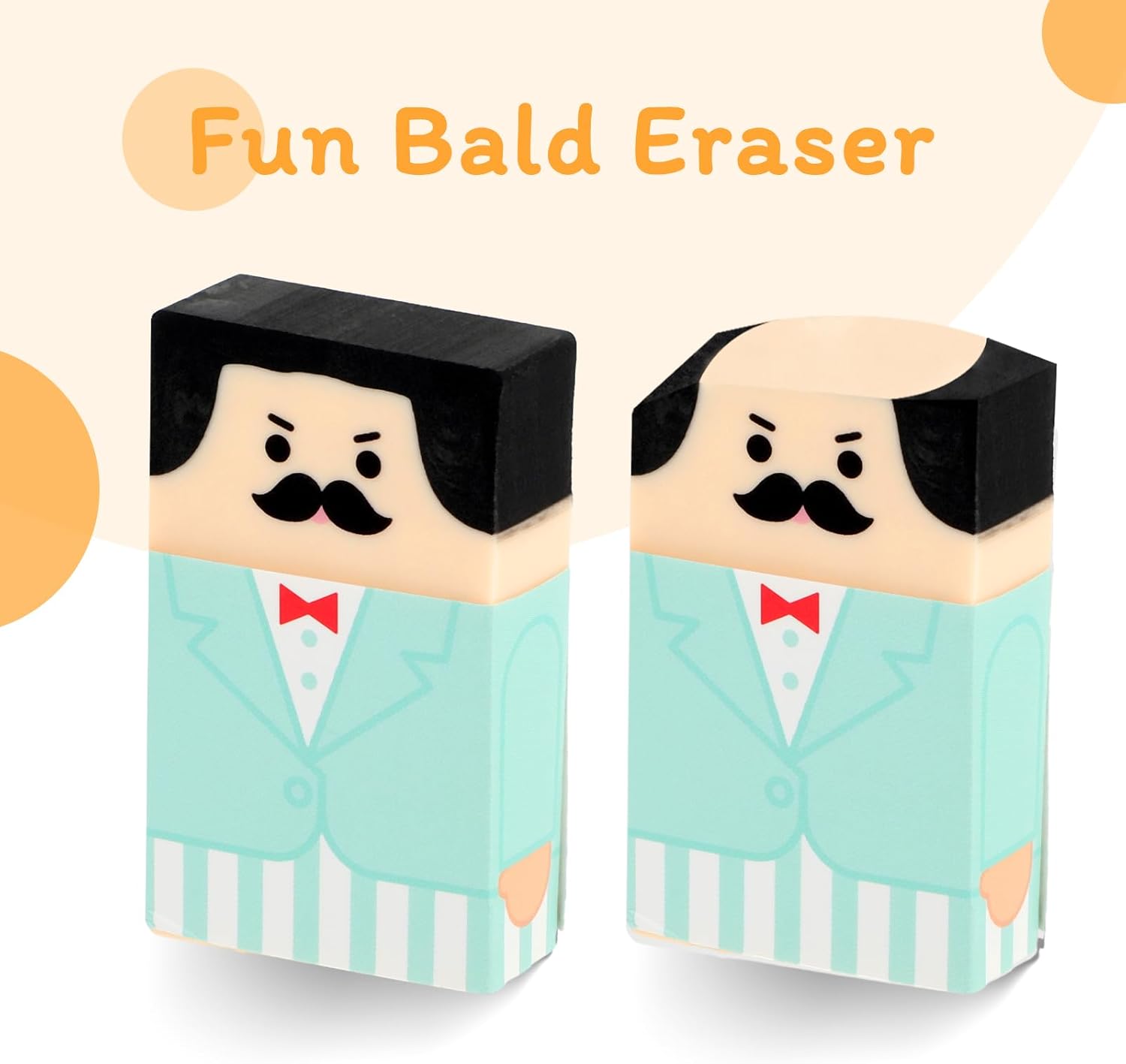 8pcs Cute Bald Uncle Erasers, Novelty Puzzle Fun Erasers Treasure Box Prizes Gift for Prizes Office Supplies Salaryman