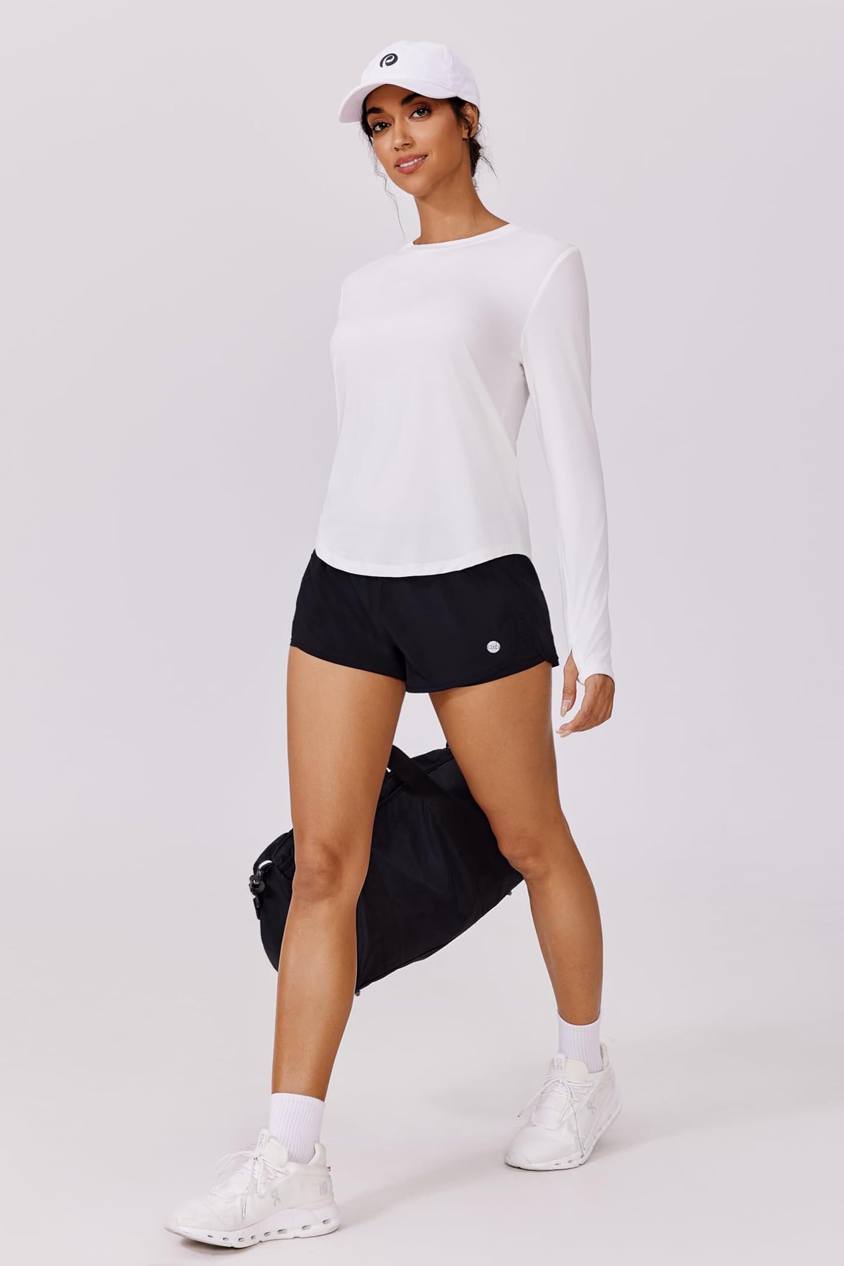 PINSPARK Camiseta Deportiva para Mujer Camiseta De Manga Larga para Gimnasio Protección Solar UPF 50 Camiseta para Correr De Secado Rápido Camiseta Funcional Camiseta Deportiva para Fitness Y Yoga