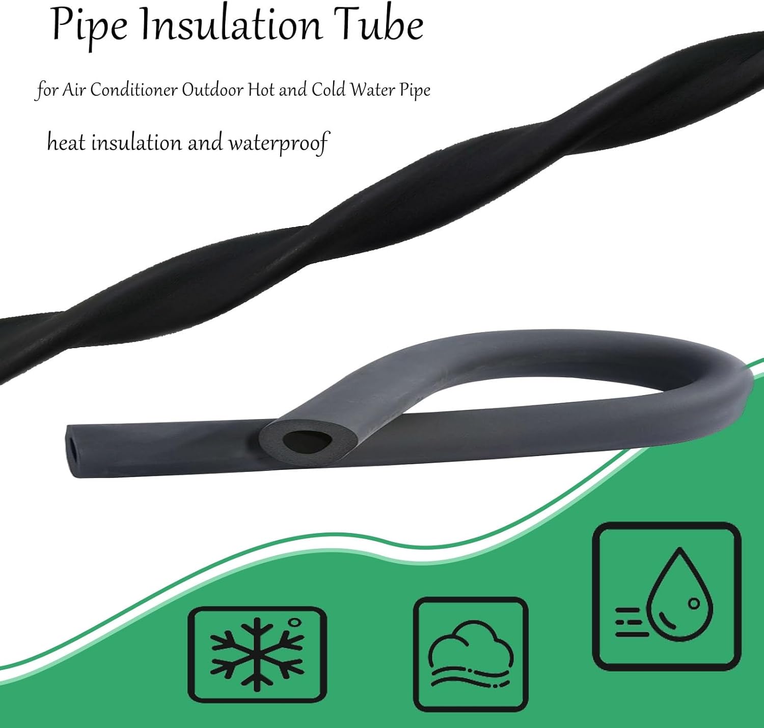 Outdoor Pipe Insulation,Thermal Insulation Foam Pipes,for Pipeline and Roof Racketc,Flexible Self-Seal Foam Lagging,for Plumbing Freeze Protection Exercise Handle(ID13.0mmxT15mmx2m)