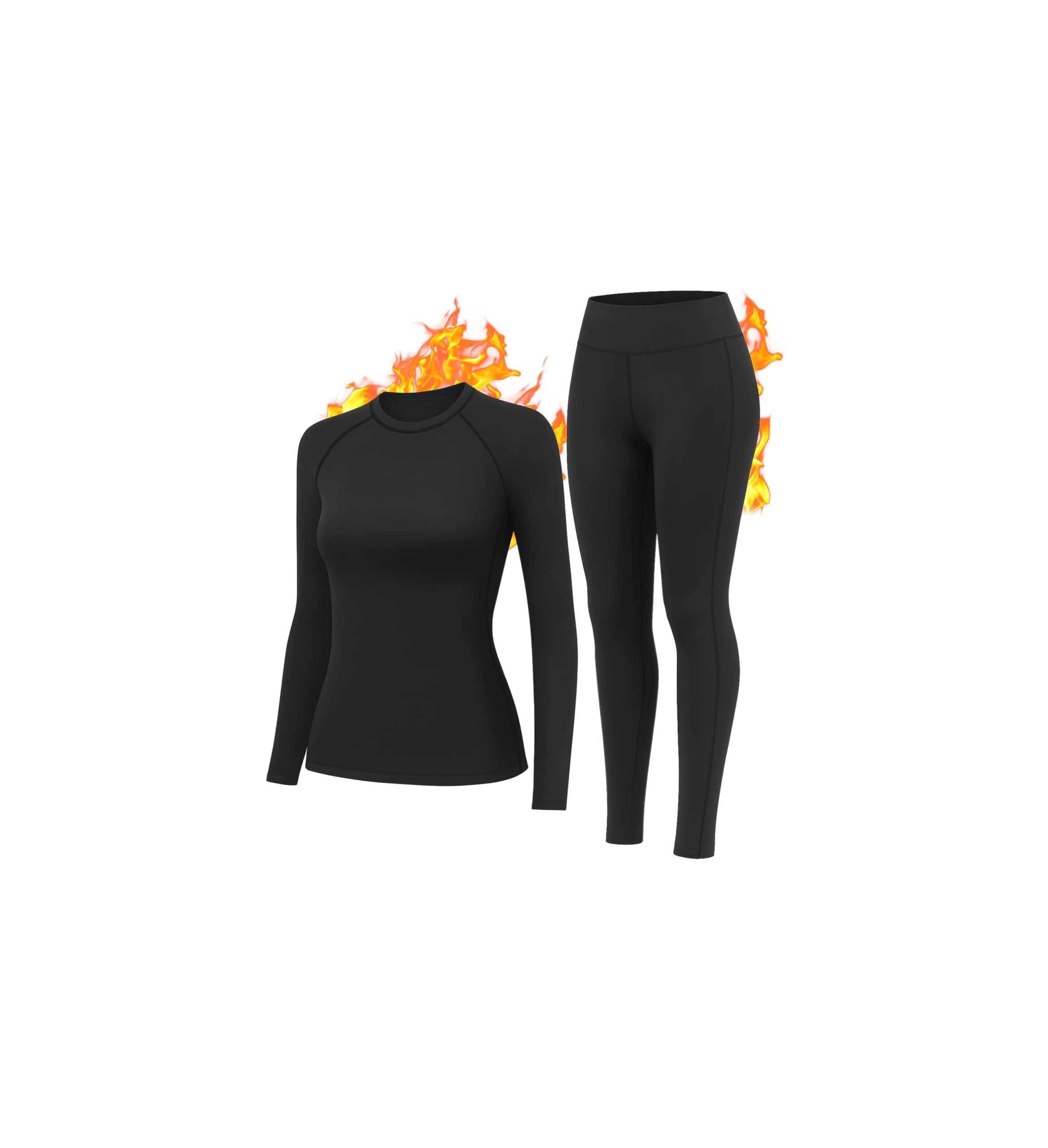 Thermounterwäsche Damen Skiunterwäsche Set Winter Schwarz Weiß Funktionsunterwäsche Thermo Unterwäsche Ski Damen Extra Warm Atmungsaktive Thermowäsche mit Thermounterhose Thermounterhemd Langarm