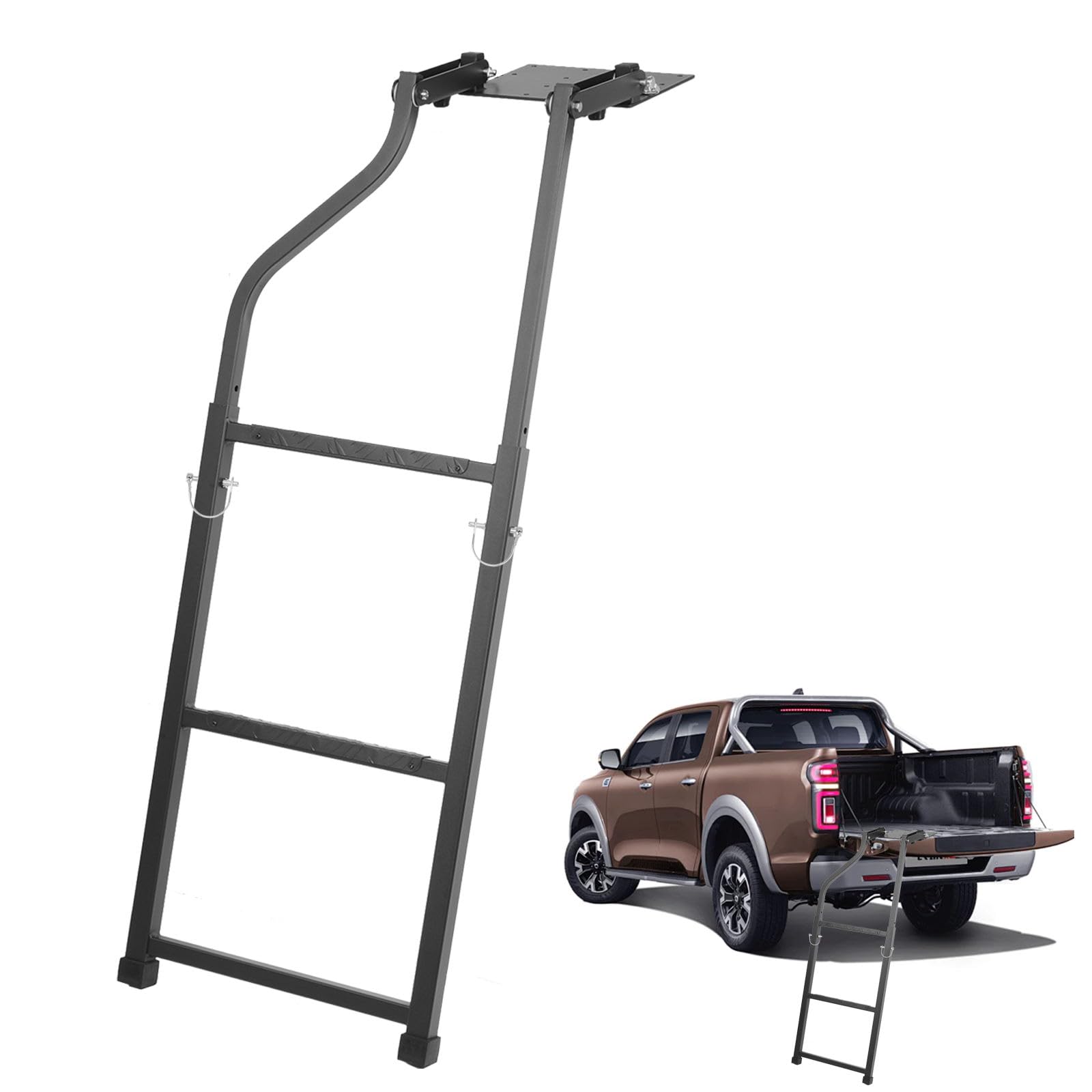 aleawol Heckklappenleiter für Pickup Truck, Verlängerung Klappbare Heckklappe Trittleiter mit Taping und Edelstahl Selbstschneidende Schrauben für die Meisten Pickups und LKWs