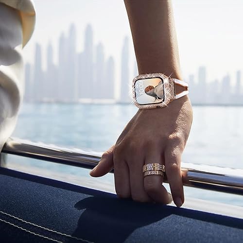 Miniatura 8 de CHANCHY Paquete de 4 fundas compatibles con Apple Watch de 1.654 pulgadas con protector de pantalla, 200 carcasas brillantes con diamantes de