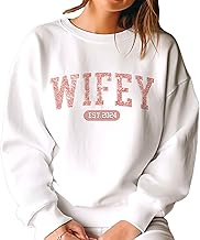 DOPTIKA Wifey Est, Gifts for Wife from Husband, Wife Gifts, Personalized Custom Couple Sweatshirt With Design On Sleeve - Gift For Husband Wife, Anniversary