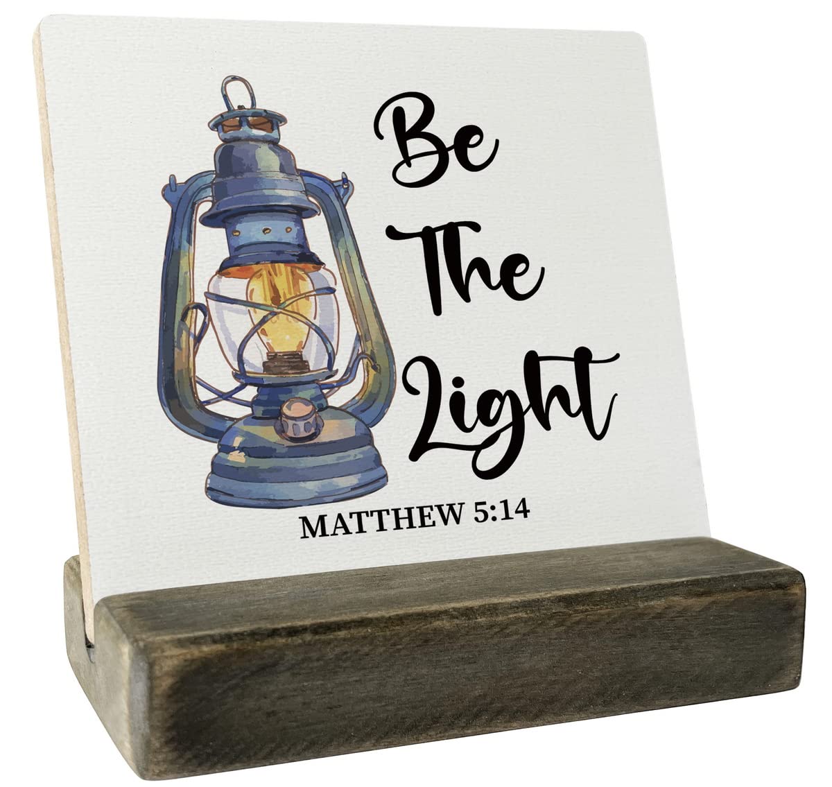 Christian Quote Wood Plaque Gift, Matthew 5:14- Be The Light, Plaque with Wooden Stand, Meaningful Wood Sign Plaque Gift, Faith Sign, Bible Verse Gift Wood Sign, Christian Family Religious Home Décor