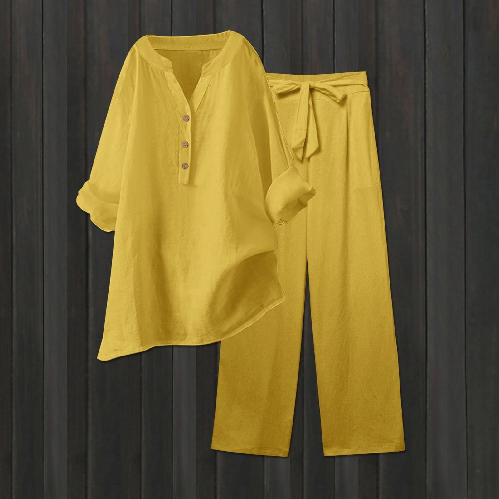 Conjunto de verano para mujer, elegante, traje de pantalón de algodón y