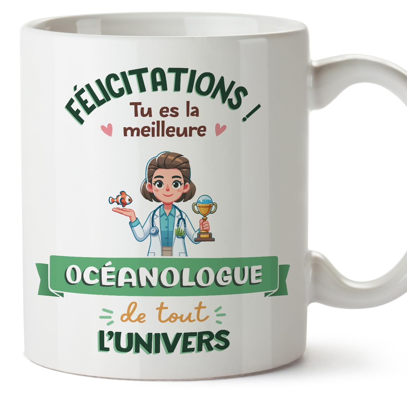 MUGFFINS Marine Biologist Woman Mug - in French - Meilleur Univers Trophée - Funny Gift for Colleagues - Ceramic 11oz Mug — image 1