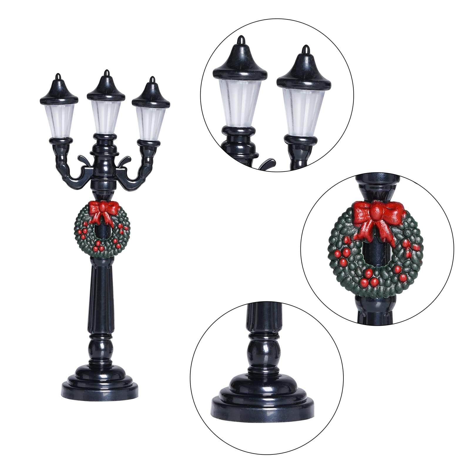 Lot De 4 Mini Lampadaires De Noël Miniatures Pour Maison De Poupée, Réverbère Pour Bricolage De Micro Village Paysage, Jardin Féérique