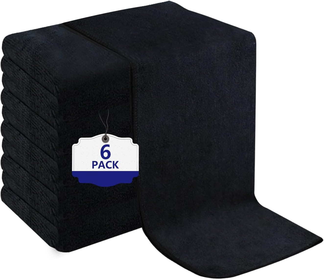 6 Pack Black Salon Towels