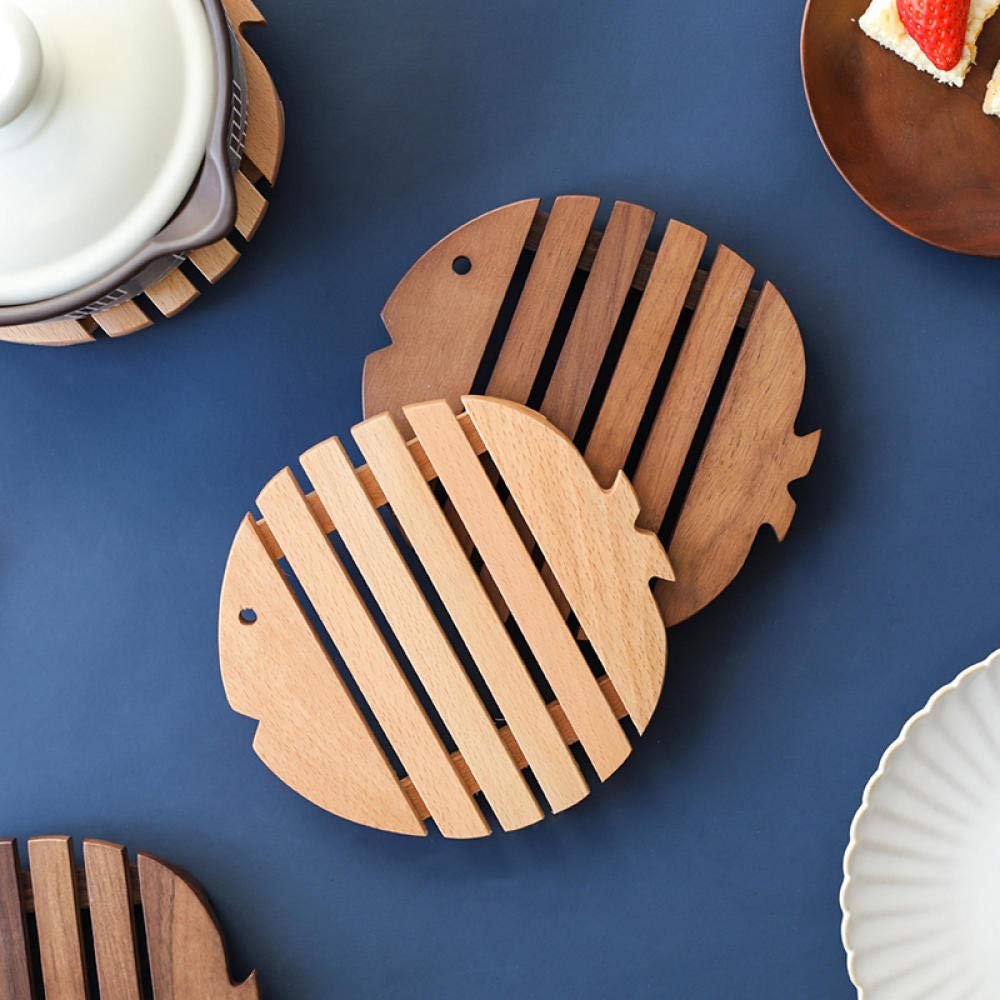 Lklnkvl Beech (1 Piece) Placemats, Wooden Placemat Insulation Pad Creative Table Mat Household Anti-Scald Pot Casserole Coaster-Beech(Beech (1 Piece))