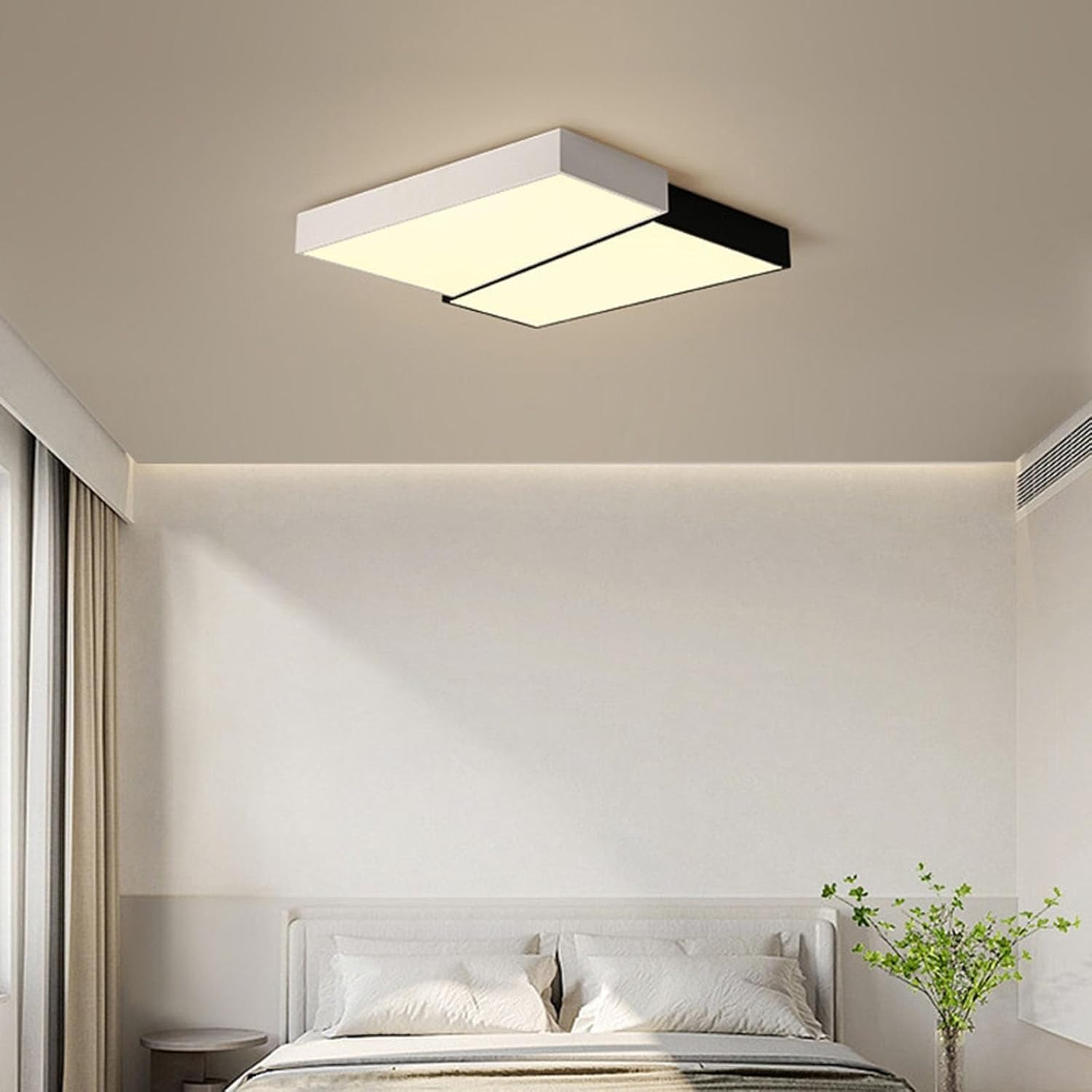 Modern LED Flush Mounted Ceiling Light, Acrylic Lampshade Square 3-Color Dimming Ceiling Lights Fixture with Remote Control, Lighting Fixtures for Living Room, Bedroom, Kitchen(60cm)