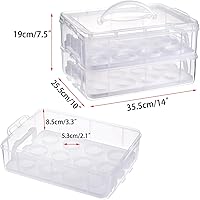 Vista 4 de BTSKY Soporte para cupcakes de plástico transparente de 2 niveles con tapa y asas, portador portátil para 24 cupcakes, contenedor de almacenamiento