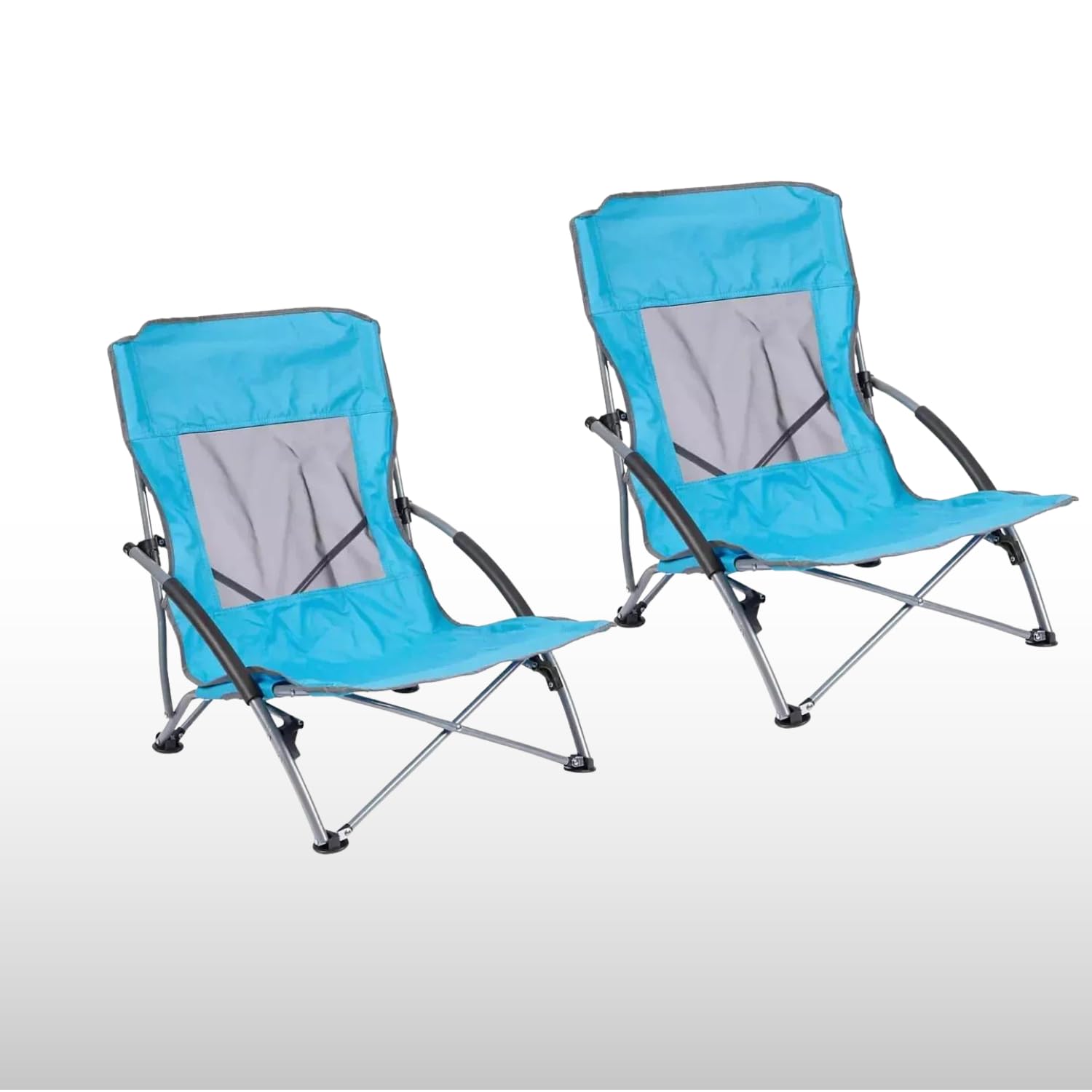 Marco Paul Interiors Light Marco Paul Folding Beach Chairs Low Weight Portable Adults Foldable Beach Seat Camping Chair Festival Picnic Deck Chair Outdoor Collapsible Mesh Back Padded Armrests Supports 2