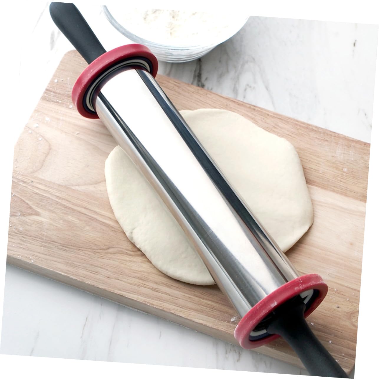 Rouleau à Pâtisserie en Acier Inoxydable 11 Pouces, Argenté, Antiadhésif