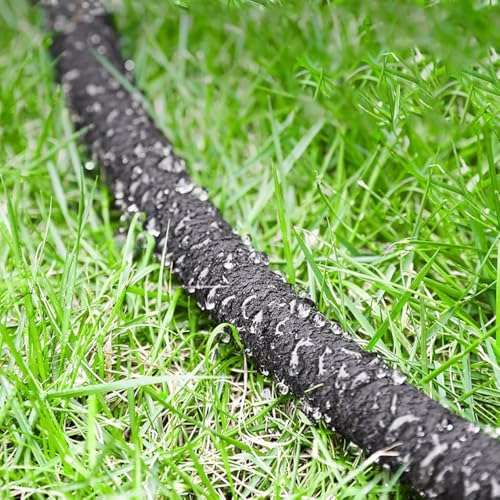 25ft Flat Soaker Hose for Garden Beds with Ground Nails,Water Saving Consistent Drip Irrigation System,Double Layer Lightweight Sprinkler Watering Hose,Duty Double Layer Leakproof Design