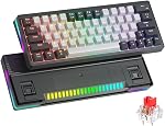 abucow 60% Mechanical Gaming Keyboard Brown Switch Wired Compact Keyboard with RGB Backlight Anti-Ghosting No-Conflict 63 Swappable keycaps Ergonomic Design for Windows/Mac (White)