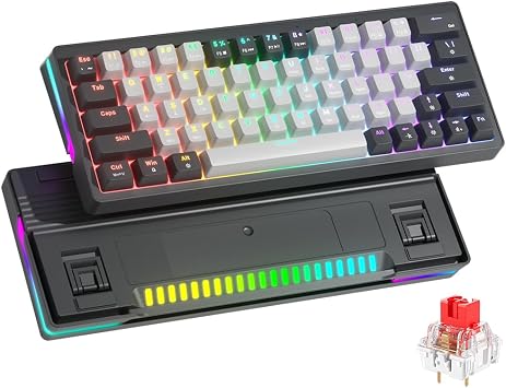 abucow 60% Mechanical Gaming Keyboard Red Switch Wired Compact Keyboard with RGB Backlight Anti-Ghosting No-Conflict 63 Swappable keycaps Ergonomic Design for Windows/Mac