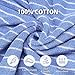 HEAVYWOOD Bath Towels Set of 2 Striped 100% Cotton Reversible, Soft & Absorbent Decorative Bath Towel for Bathroom Clearance (Blue/White Stripe, 2Pack)