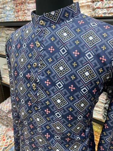 Image of FOXDX Men's Traditional Cotton Floral Printed Only Kurta