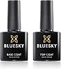 Bluesky Gel Nail Polishes Base and Gel Top Coat, Soak Off LED UV Gel Nail Polish Set, Long Lasting Shiny High Gloss Finish Clear, 2 x 10ml Bottles